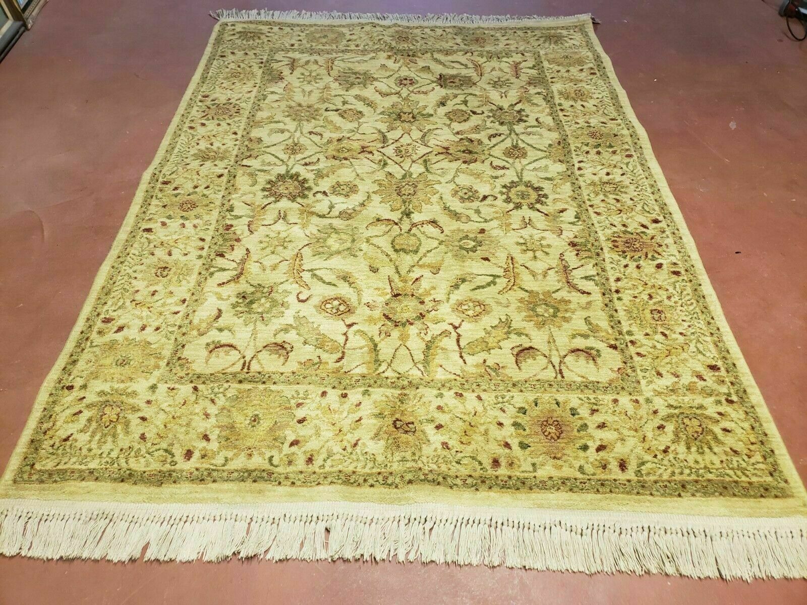 Belgium Power Loomed Rug 5x7, Vintage Oriental Wool Carpet, Beige gallery