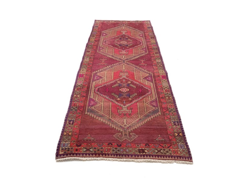 Vintage Handmade Wool Oriental Runner Rug 4X11 ft Geometric Tribal Style Carpet gallery