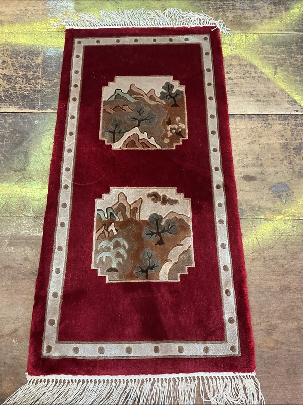 Vtg Hand-Tufted 100%Wool Runner Rug 37”x18” Accent ,used Free Shipping gallery