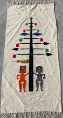 Vintage Handmade Mexican Zapotec Pictorial Wool Kilim Rug Carpet 114×55 cm