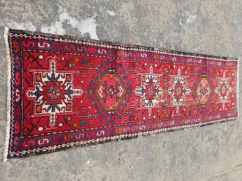 Vintage Traditional Handmade Hamadan Style Wool Multicolor Runner 234 x 69 cm gallery