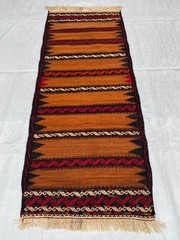 2×5 ft Handwoven Afghan Antique Hallway Tribal Turkmen Sofreh Wool Area Kilim