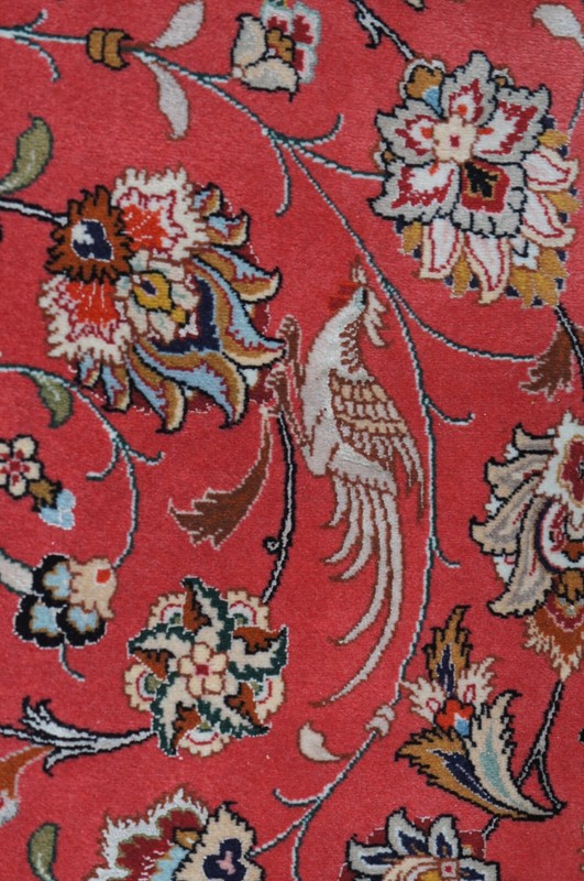 Very Fine Silk Wool Floral All Over Red Medallion Birds Area Rug Carpet 10 x 13' gallery