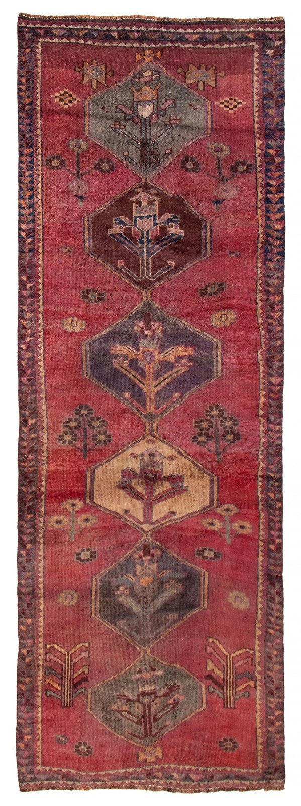 4'2" x 11'10" Vintage Hand-knotted Runner Rug Traditional Oriental Wool Carpet gallery
