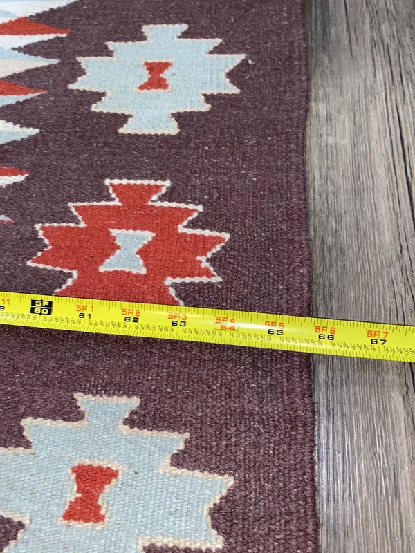 Antique Turkish Kilim Rug Textile Large 5’6” x 8’ Weave Vintage Fringe Handmade gallery