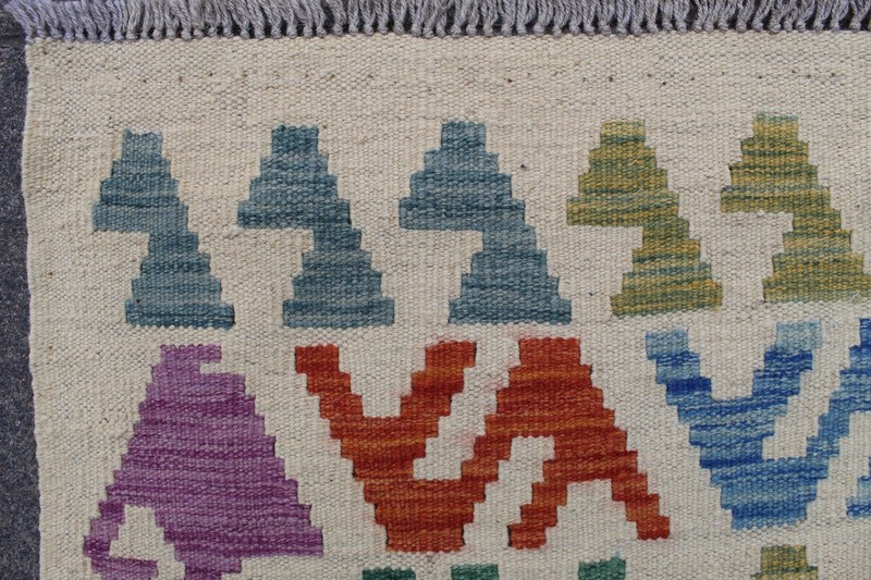 Kilim Vintage Traditional Hand Made Oriental White Wool Large Kilim 343x253cm gallery