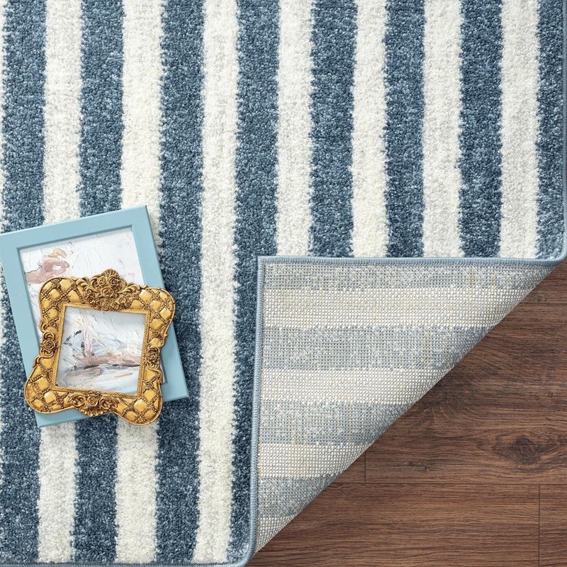 Moroccan Area Rugs Blue Striped Modern Living Room Carpet Quality Large Carpet gallery