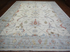 12’4″x15’3″ exquisite,Ivory, Angora Oushak, Vegetable Dyes,Hand Knotted Wool Rug