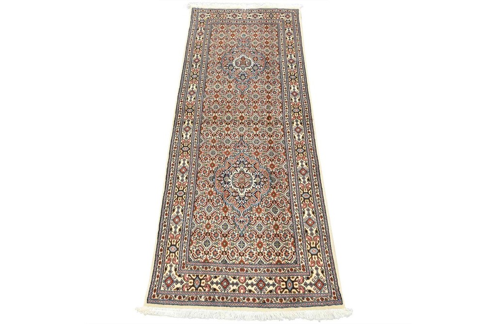 Fine Mood Runner 2'7'' x 6'5'' Ivory Wool Traditional Hand-Knotted Oriental Rug