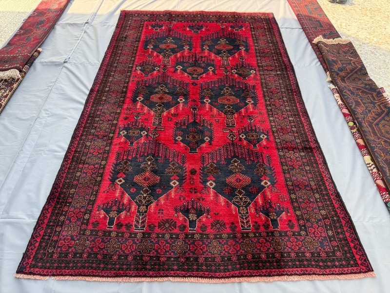Antique Hand Knotted Afghan Baluchi Rug 5x9 ft Red Persian Style Oriental Carpet gallery