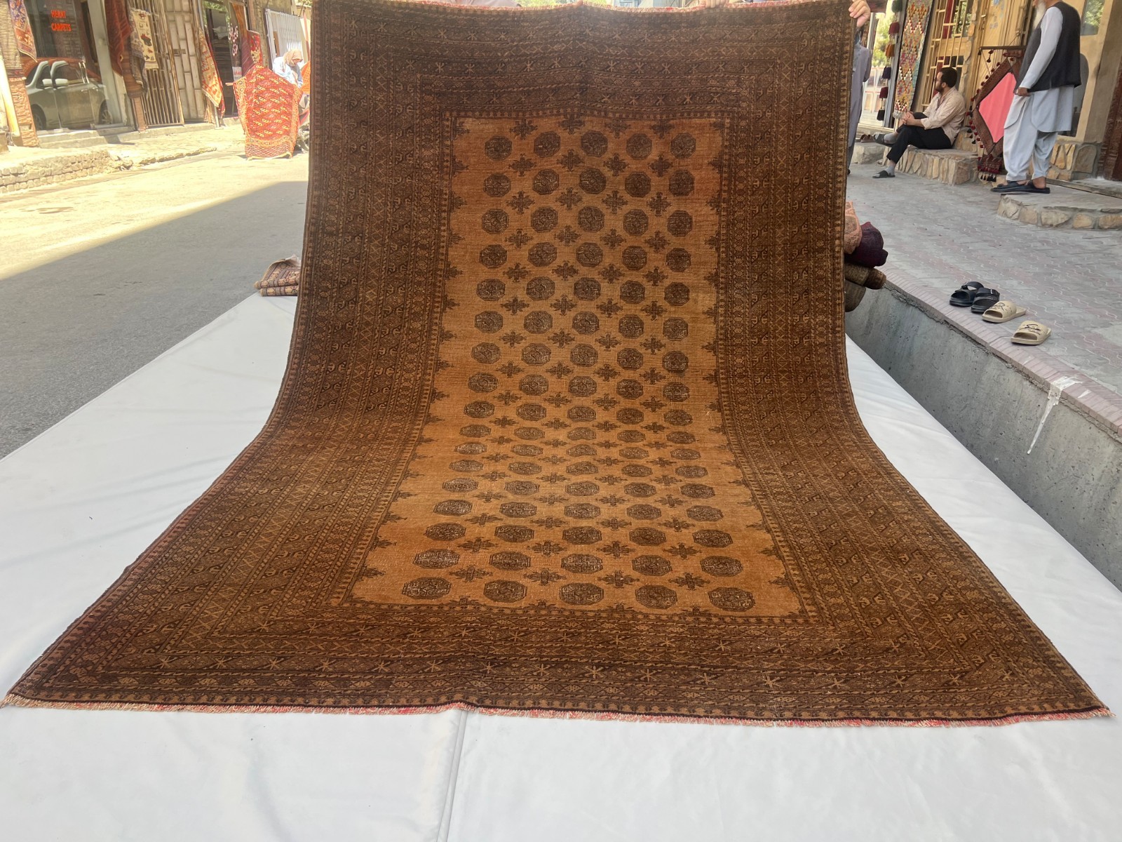 Antique Turkmen Bukhara Rug, 7x10 Hand Knotted Low Pile Tribal Living Room Rug gallery