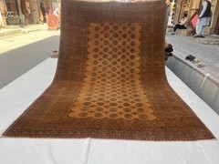Antique Turkmen Bukhara Rug, 7×10 Hand Knotted Low Pile Tribal Living Room Rug