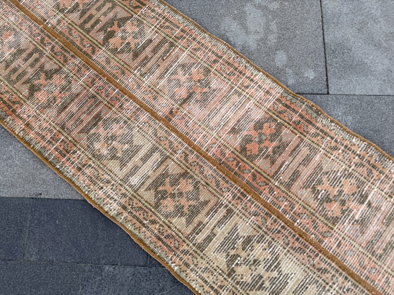 Vintage Turkish Oushak Runner Rug 2x11.9 ft Muted Terracotta Hallway Rug gallery
