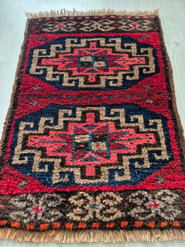 Antique Rug Pillow, Hand Woven Small Carpet, Wool Rug, Home Decor, Anatolian gallery