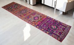 3×12 Runner PURPLE Rug HandMade Colorful Hallway Rug Turkish Rug 2.10 x 12 ft