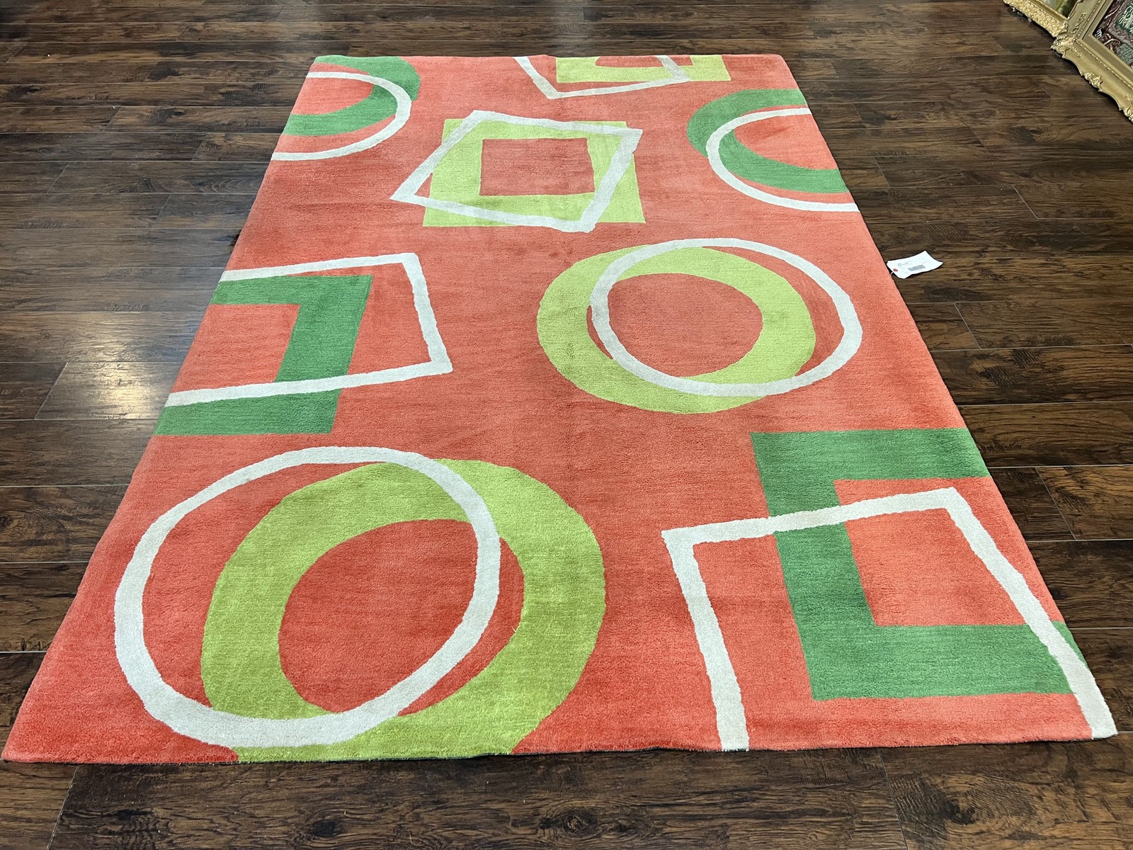 Abstract Rug 6x9, Modern Contemporary Rug, Red-Orange Green gallery