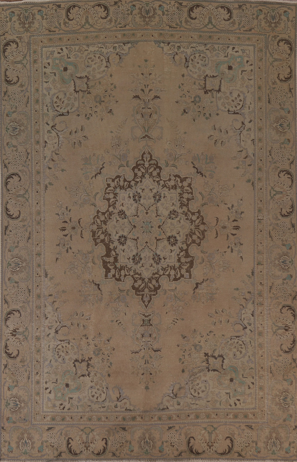 Handmade Distressed Vintage Area Rug 8x11 Ft Living Room Wool Carpet Beige Rug gallery