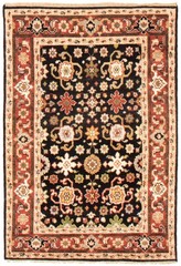 Vintage Black Traditional 4’1″ x 6’2″ Hand-Knotted Oriental Wool Area Rug