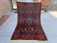3’10 x 6’6 ft Vintage Afghan Rug Hand Knotted Wool Tribal Geometric Carpet