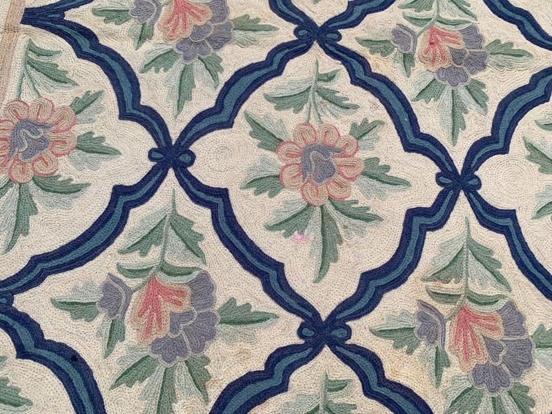 Vintage Handmade Aubusson Rug French Style Chain Stitch Needlepoint Rug 3x5 ft gallery