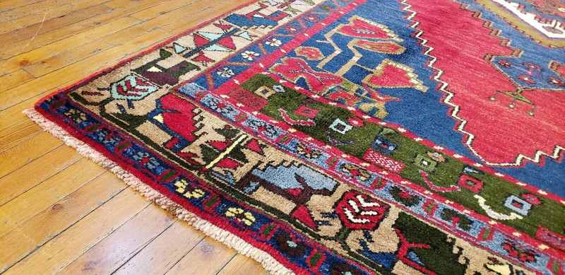Exquisite Antique 1900-1939s Wool Pile Vibrant Natural Color Area Rug 4'10''x9'2 gallery