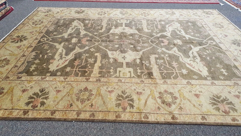 9x12ft Oushak Area Rug | Living Room Rug Natural Walnut Brown Color Wool Rug gallery