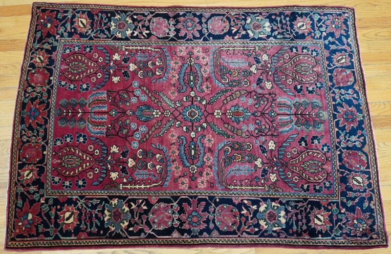ANTIQUE SAROUKK HAND-KNOTTED WOOL 3'5" x 5' SUPERB QUALITY ORIENTAL RUG gallery