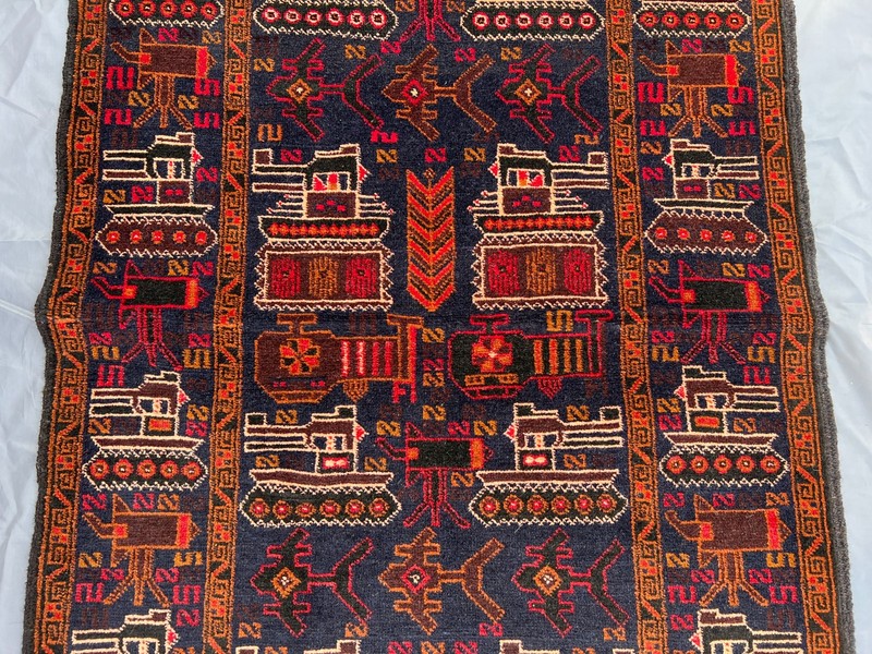 Vintage Afghan War Rug 2'10 x 4'8 – Hand Knotted Tribal Pictorial Wool Carpet gallery