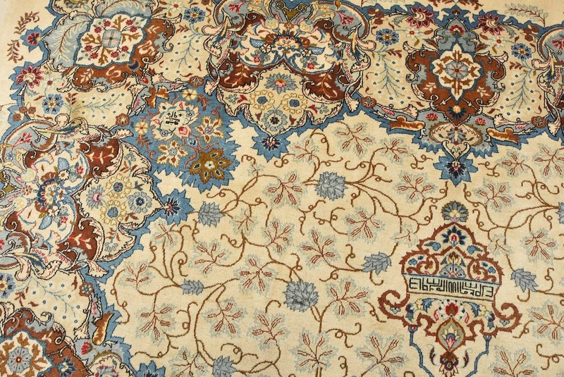 Vintage Oriental Rug 10’2” x 14’1” Ivory Wool Traditional Hand-Knotted Carpet gallery