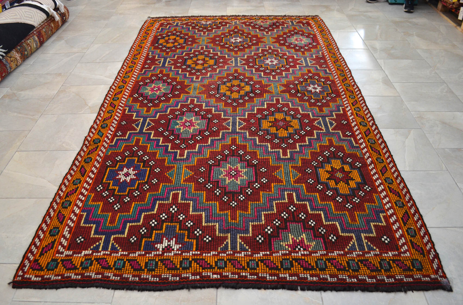 6x10 Rug Hand Made Turkish Rug Vintage Goat hair Kilim Rug Actual 5'9" x 10'4" gallery