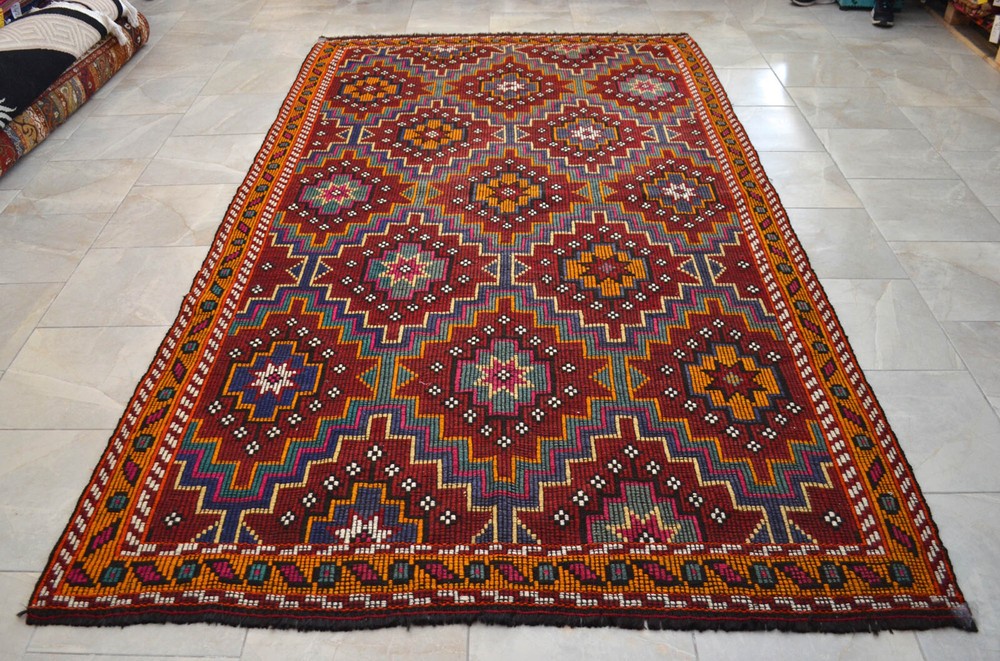 6x10 Rug Hand Made Turkish Rug Vintage Goat hair Kilim Rug Actual 5'9" x 10'4"