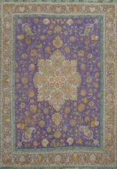 Purple Wool Medallion Living Room Area Rug 10×13 Over-Dyed Traditional Carpet