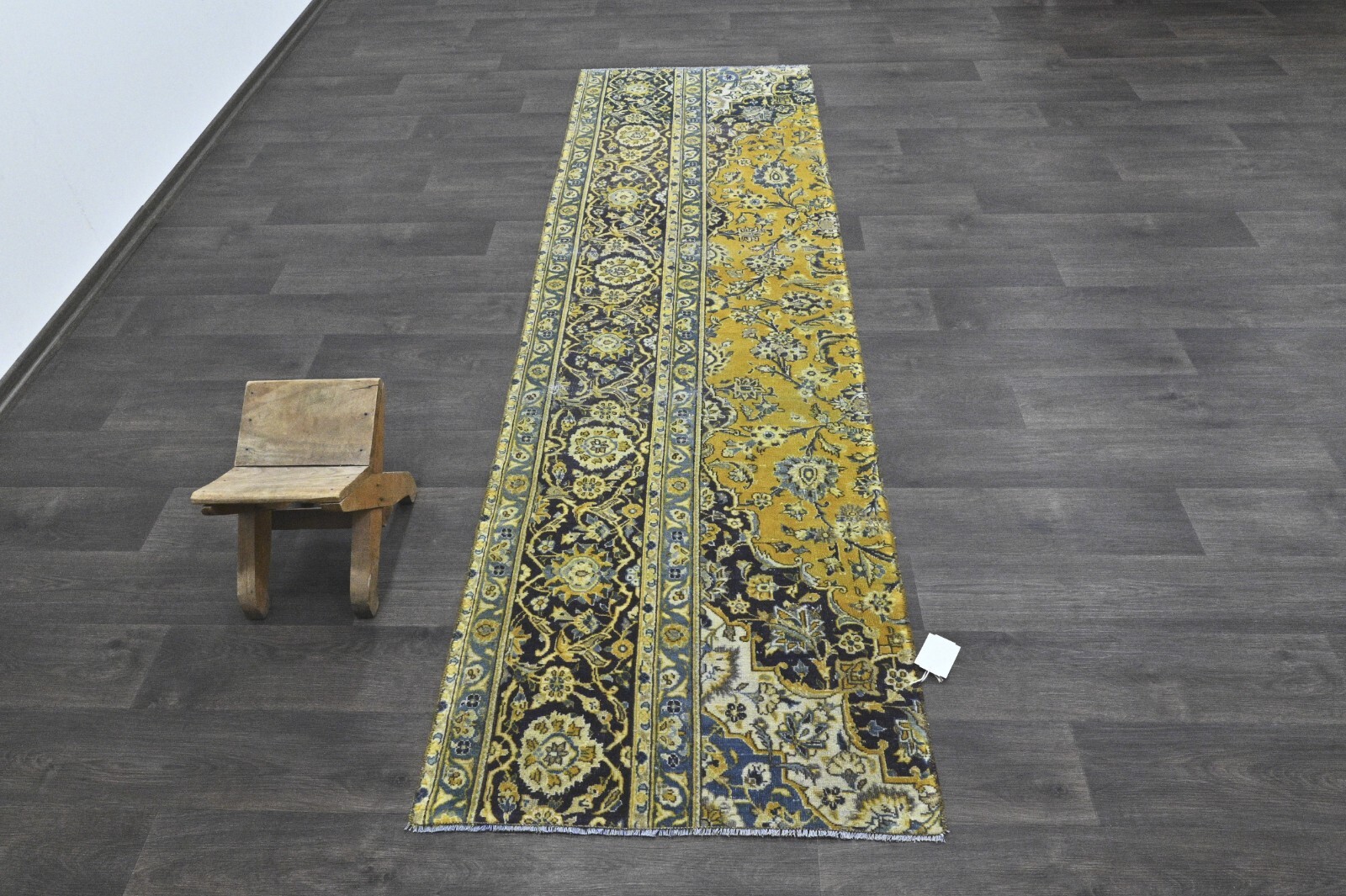 Vintage Turkish Runner Rug 3x9ft Wool Anatolian Handmade Hallway Oushak YELLOW gallery