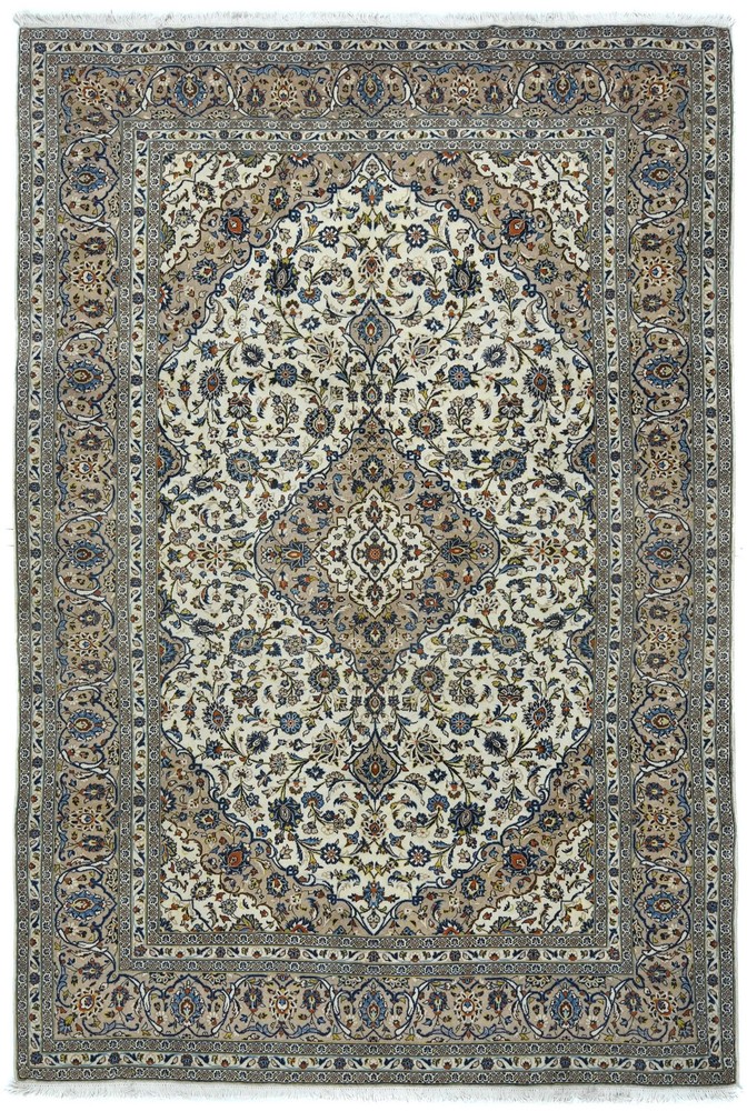 8x12 ft Vintage Cream Wool Oriental Rug Floral Design Decor Carpet