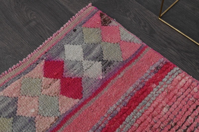 Vintage Turkish Runner Rug 2x10ft PINK Handmade Anatolian Oushak Hallway Wool gallery