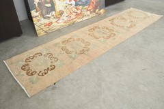 2×8 Turkish Runner Rug Hand-Knotted Vintage Oushak Rug Boho Decor Carpet,597