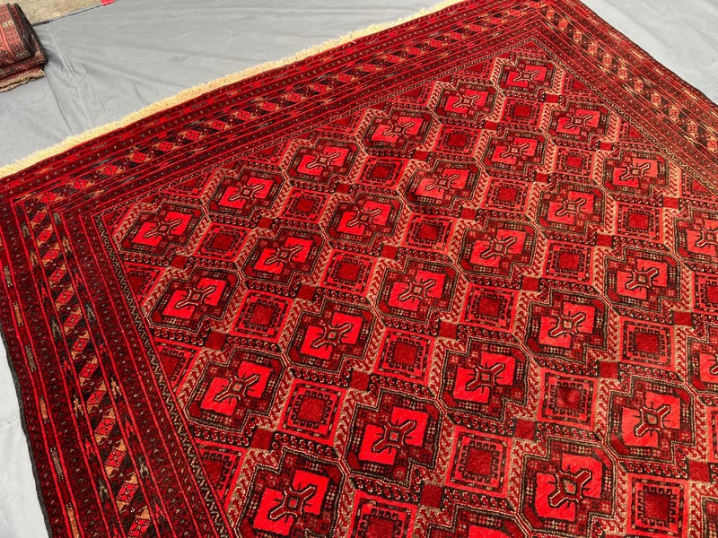 Hand Knotted Turkmen Ersari Rug 6'8x9'4 ft Rare Geometric Pattern Large Carpet gallery