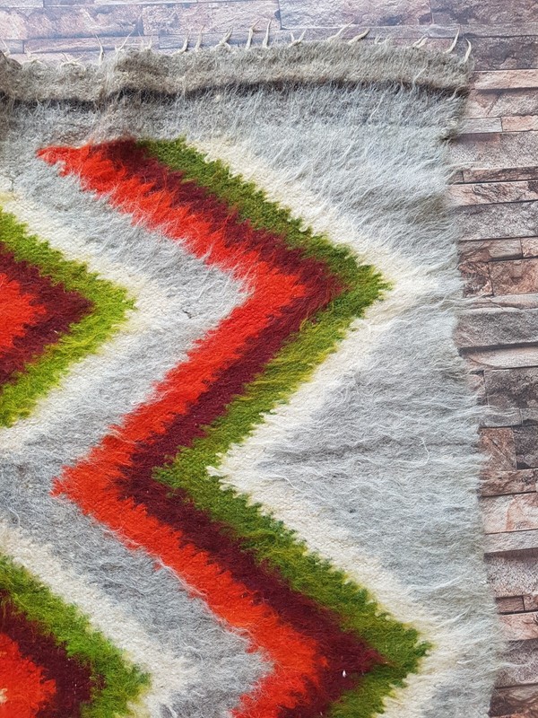 Vintage Handmade Traditional ZigZag Turkish Kilim Floor Rug Carpet 220x132 cm gallery