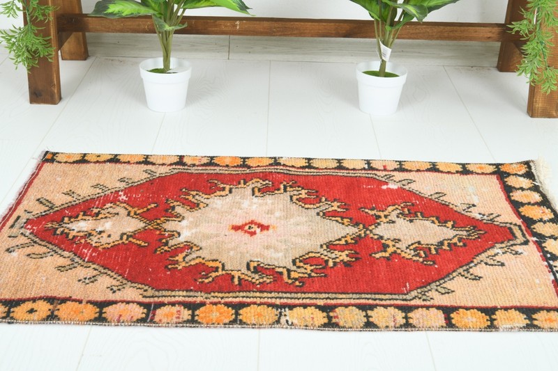 Turkish Door Mat Small Rug 2x3 Hand-Knotted Vintage Oushak Mini Rug Carpet,891 gallery