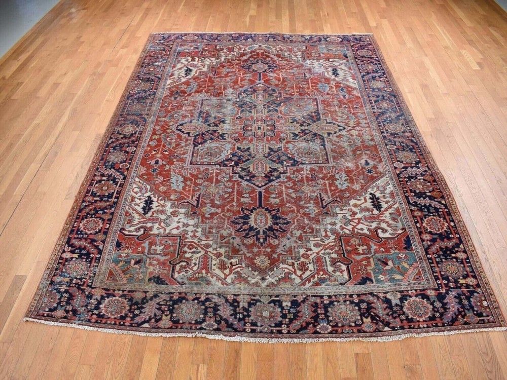 Exquisite Antique 1930-1940's Natural Dye Heriz Collection Rug 8'8''x11'5'