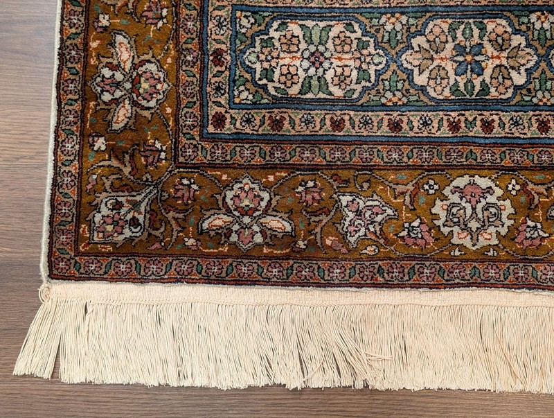 Silk Turkish Kayseri Prayer Rug, Light Mint Green, Fine 360 KPSI, Handmade gallery