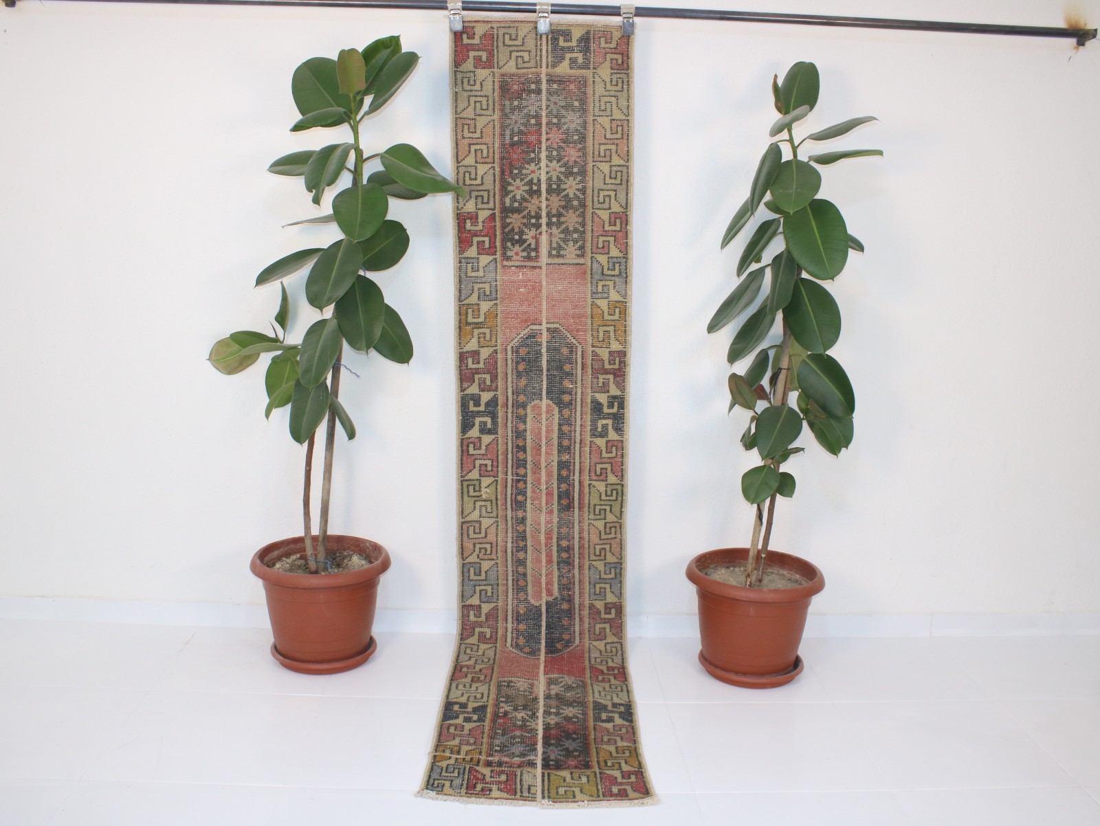 Turkish Patchwork Runner Rug 1.6x8.5 Ft (50x260 cm) Handmade Red Blue Long Hall gallery