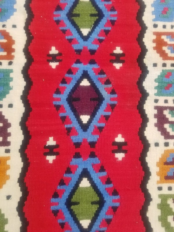 Fine Vintage Traditional Handmade Turkish Wool Multicolor Kilim 3.4x1.8 ft gallery