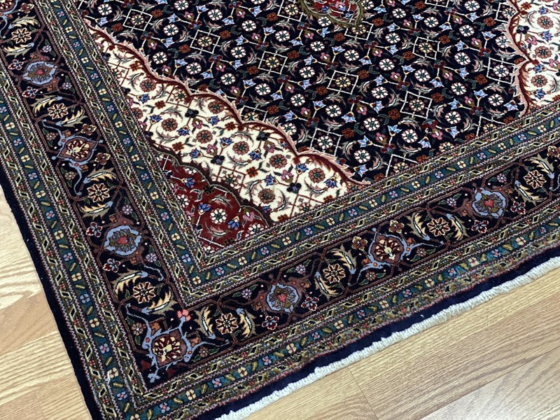 Red Navy Blue Ivory Red Cocasian Mahi Hand Knotted Wool Oriental Area Rug 4’x6’3 gallery