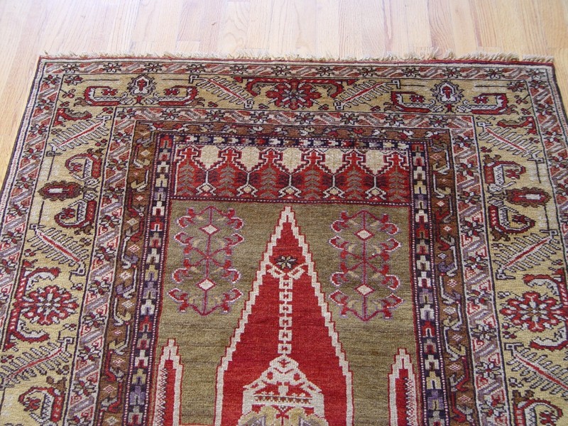 ANTIQUE TURKISH PRAYER KAISARIEH HAND-KNOTTED WOOL ORIENTAL RUG 4' x 6'4" gallery