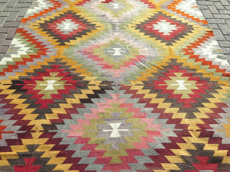 Area Rugs, Turkish Kilim Wool, Handmade Floor Carpet Large Teppich Tapi 76"x107" gallery