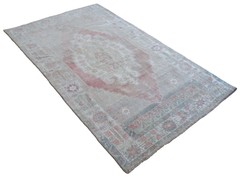4×7 Rug Vintage Hand Made Distressed Area Rug Low Pile Oushak Rug 3′9″ x 6′8″