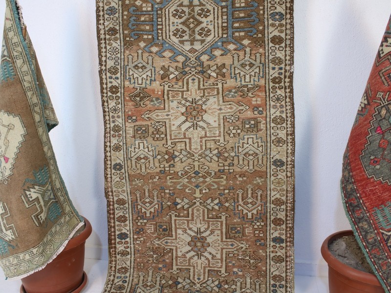 3x9 Ft Vintage Hand-Knotted Red Runner Rug 2'7" x 8'7" Handmade Wool Hallway Rug gallery