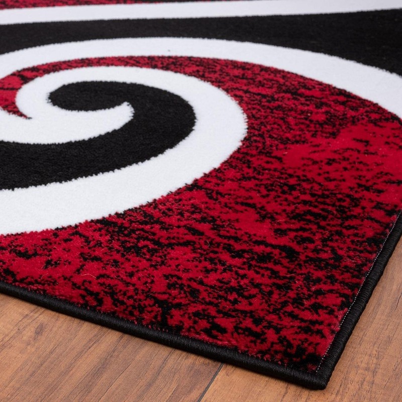 Home Decor Red Rugs Swirl Modern Abstract Area Rug Stylish Premium Rug gallery
