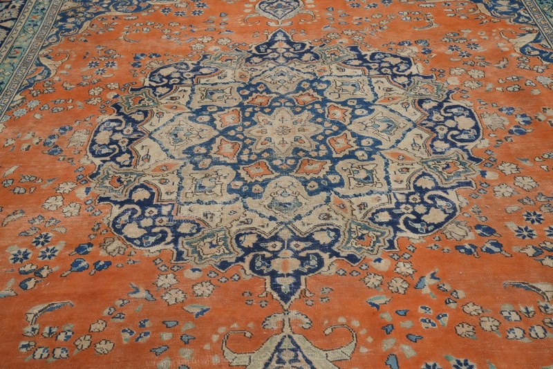 Vintage Traditional Wool Orange Over-Dyed Handmade Room Size Area Rug 10x12 gallery
